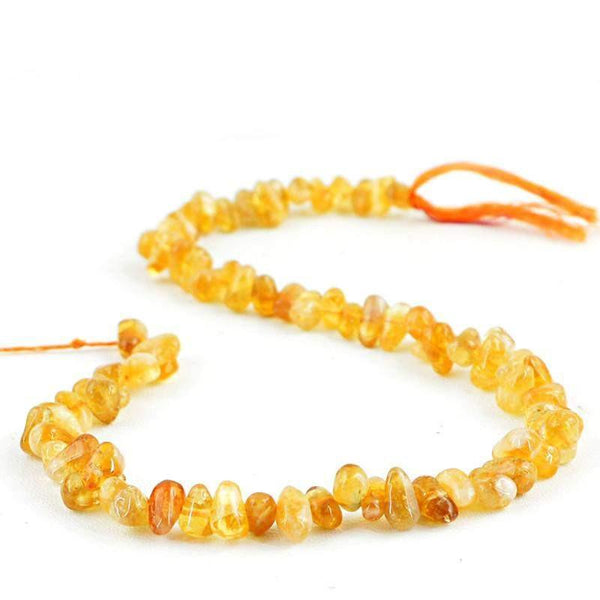 gemsmore:Natural Yellow Citrine Untreated Drilled Beads Strand