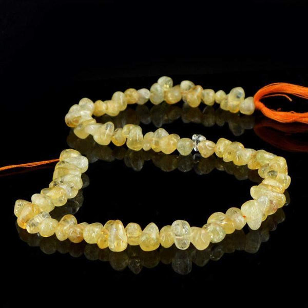 gemsmore:Natural Yellow Citrine Untreated Drilled Beads Strand