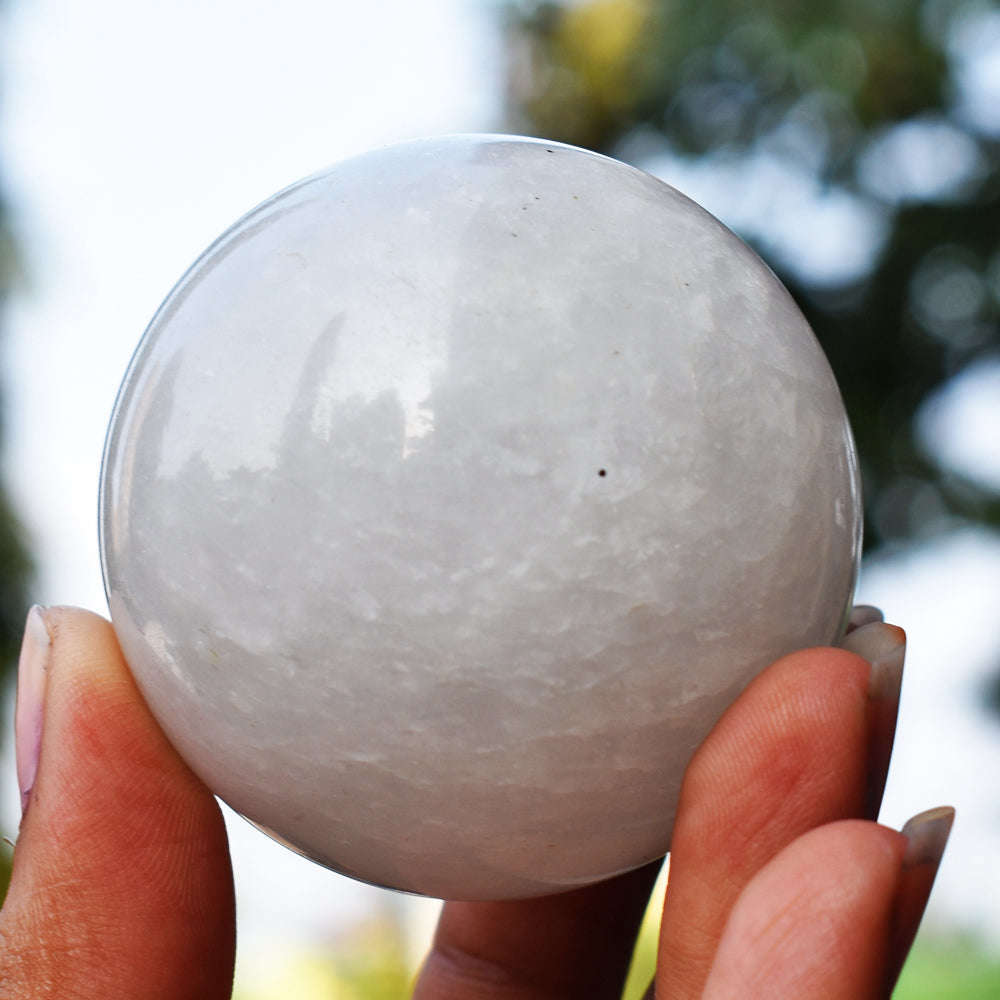 gemsmore:Natutal  White Quartz  Hand Carved  Healing  Crystal Sphere gemsmore:Natutal  White Quartz  Hand Carved  Healing  Crystal Sphere