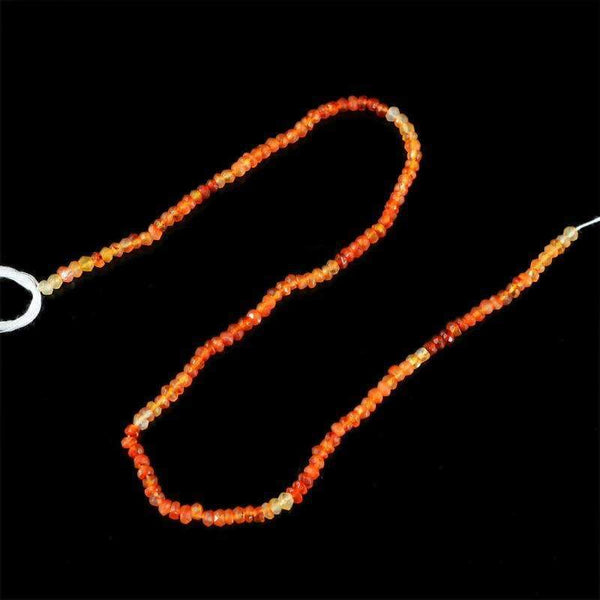 gemsmore:Orange Carnelian Drilled Beads Strand - Natural Round Shape Faceted