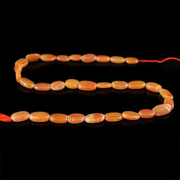 gemsmore:Oval Shape Orange Aventurine Beads Strand - Natural Drilled