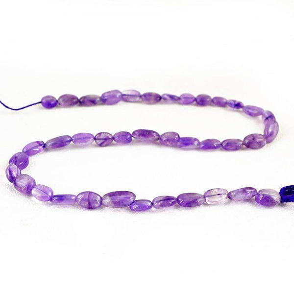 gemsmore:Oval Shape Purple Amethyst Beads Strand Natural Drilled