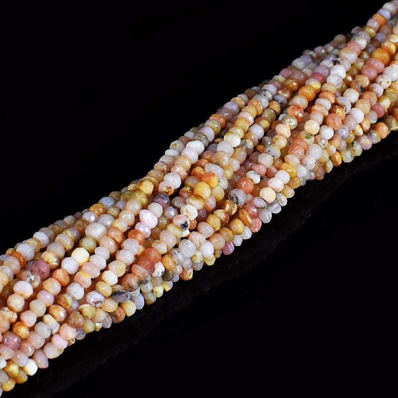 gemsmore:pc 3-4mm Faceted Pink Australian Opal Drilled Beads Strand 13 inches gemsmore:pc 3-4mm Faceted Pink Australian Opal Drilled Beads Strand 13 inches