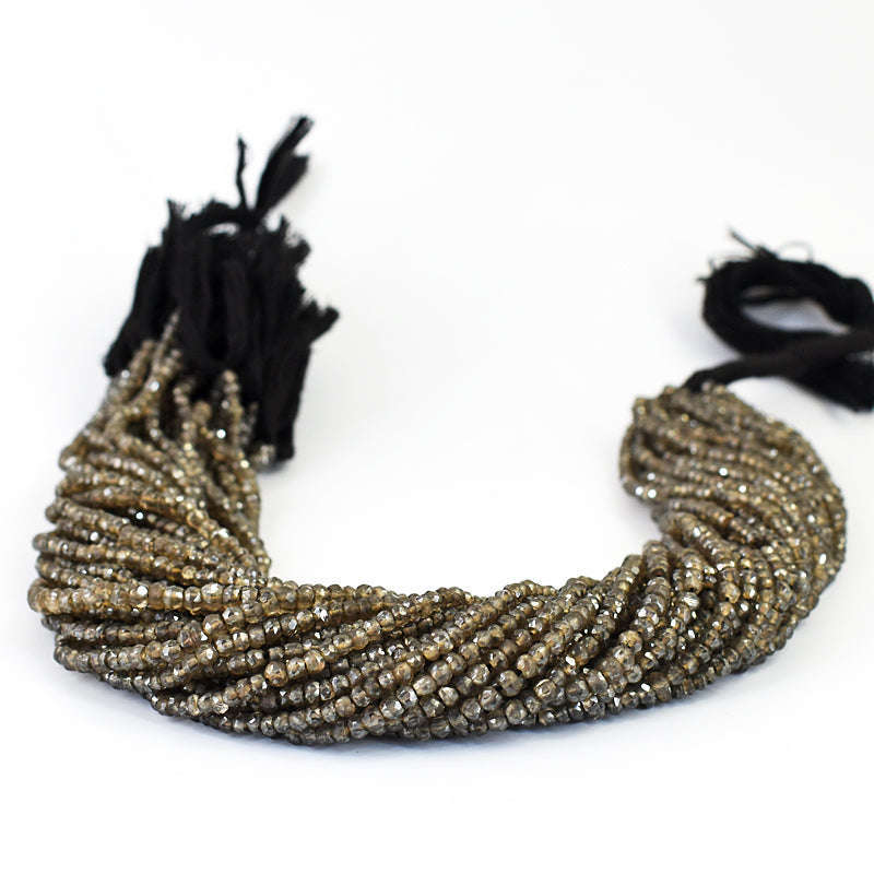 gemsmore:pc 3-4mm Faceted Smoky Quartz Drilled Beads Strand 13 inches gemsmore:pc 3-4mm Faceted Smoky Quartz Drilled Beads Strand 13 inches