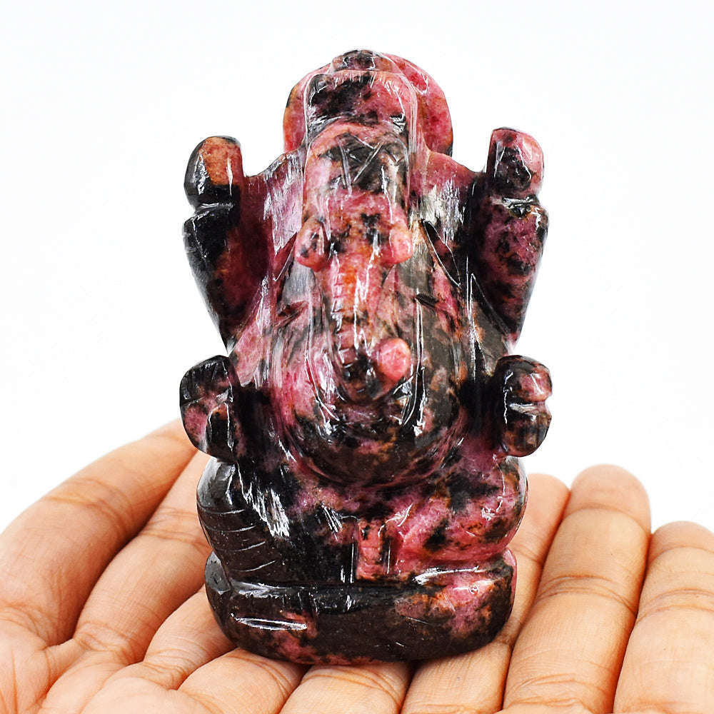 gemsmore:Rhodonite Hand Carved Genuine Crystal Gemstone Carving Lord Ganesha gemsmore:Rhodonite Hand Carved Genuine Crystal Gemstone Carving Lord Ganesha