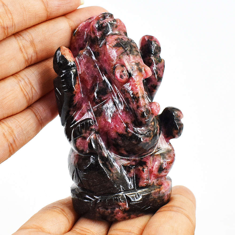 gemsmore:Rhodonite Hand Carved Genuine Crystal Gemstone Carving Lord Ganesha gemsmore:Rhodonite Hand Carved Genuine Crystal Gemstone Carving Lord Ganesha