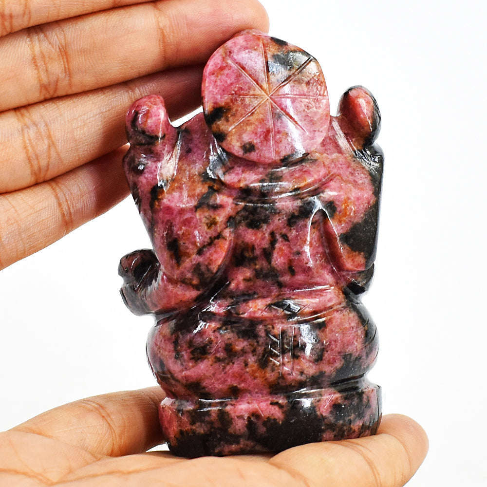 gemsmore:Rhodonite Hand Carved Genuine Crystal Gemstone Carving Lord Ganesha gemsmore:Rhodonite Hand Carved Genuine Crystal Gemstone Carving Lord Ganesha
