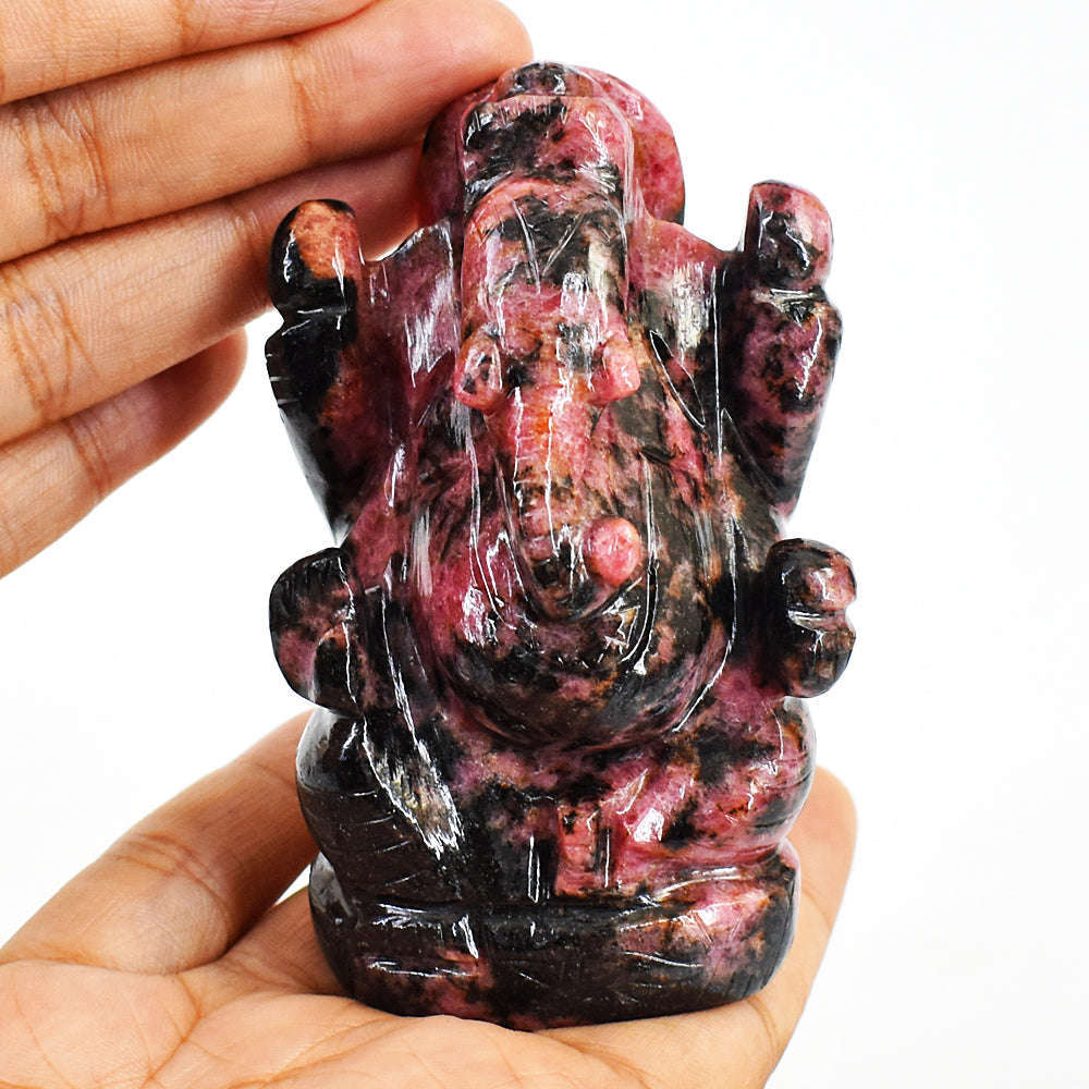 gemsmore:Rhodonite Hand Carved Genuine Crystal Gemstone Carving Lord Ganesha gemsmore:Rhodonite Hand Carved Genuine Crystal Gemstone Carving Lord Ganesha