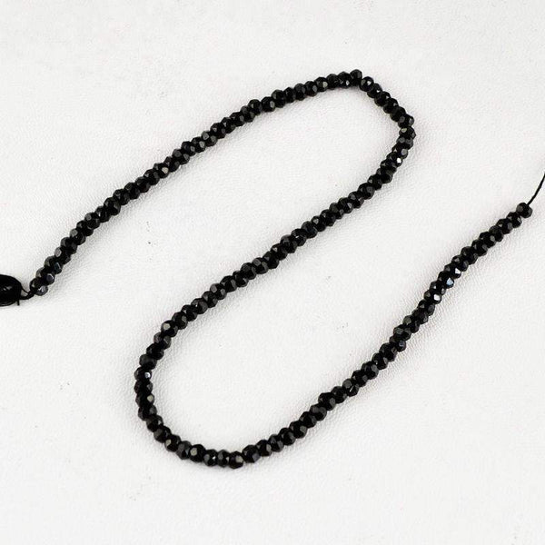 gemsmore:Round Shape Black Spinel Beads Strand - Natural Faceted Drilled