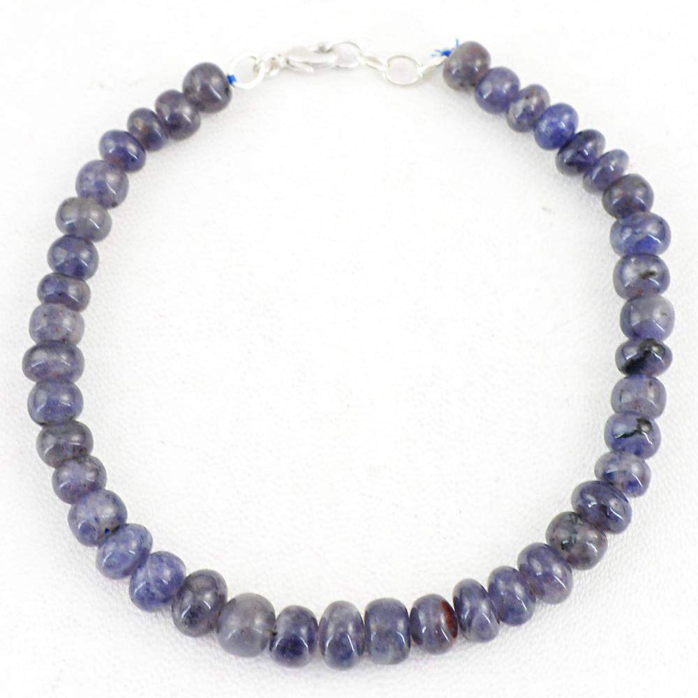 gemsmore:Round Shape Blue Tanzanite Bracelet Natural Untreated Beads gemsmore:Round Shape Blue Tanzanite Bracelet Natural Untreated Beads
