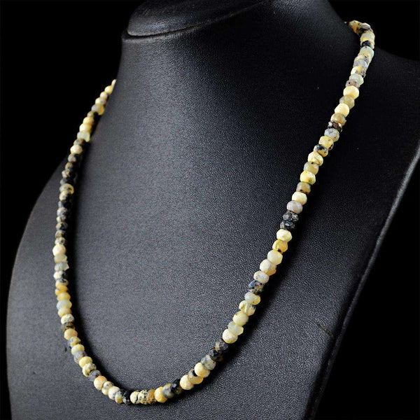 gemsmore:Round Shape Dendrite Opal Necklace Natural Faceted Beads