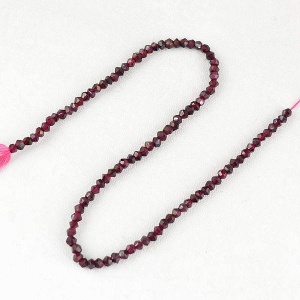 gemsmore:Round Shape Red Garnet Beads Strand Natural Faceted Drilled