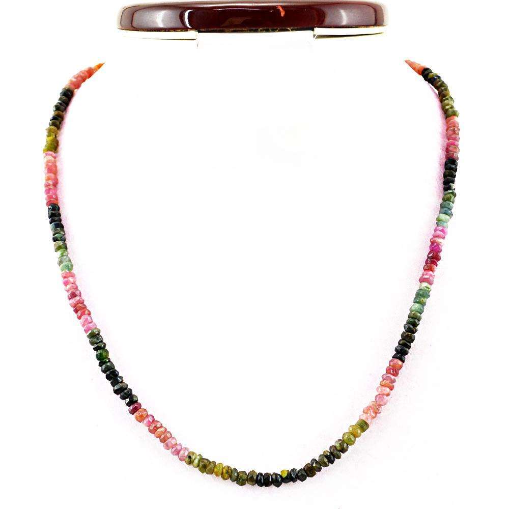 gemsmore:Round Shape Watermelon Tourmaline Necklace Natural Faceted Beads gemsmore:Round Shape Watermelon Tourmaline Necklace Natural Faceted Beads