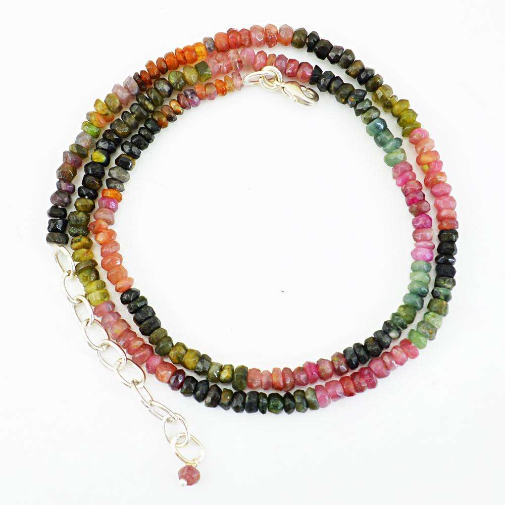 gemsmore:Round Shape Watermelon Tourmaline Necklace Natural Faceted Beads gemsmore:Round Shape Watermelon Tourmaline Necklace Natural Faceted Beads