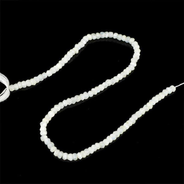 gemsmore:Round Shape White Moonstone Drilled Beads Strand Natural Faceted