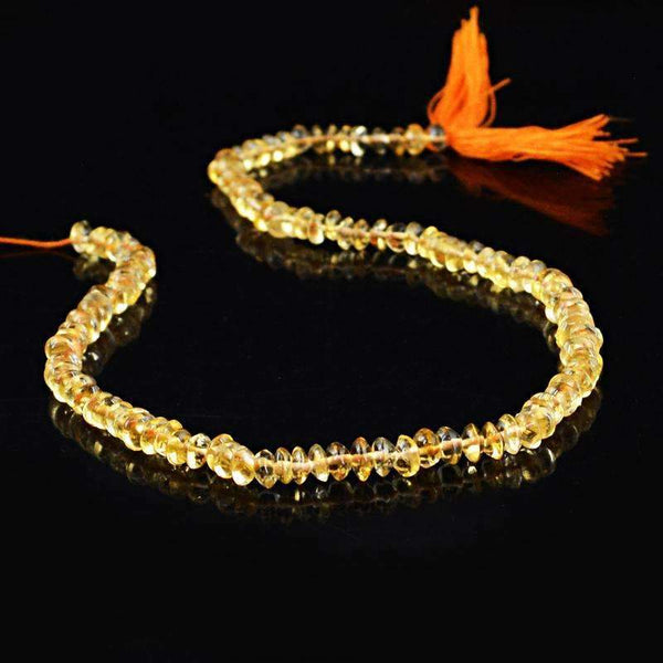 gemsmore:Round Shape Yellow Citrine Beads Strand - Natural Untreated Drilled