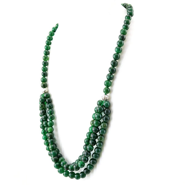 Single Strand Green Jade Necklace Natural Round Shape Beads