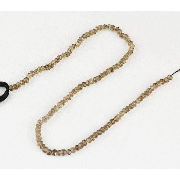 gemsmore:Smoky Quartz Beads Strand - Natural Faceted Round Shape Drilled