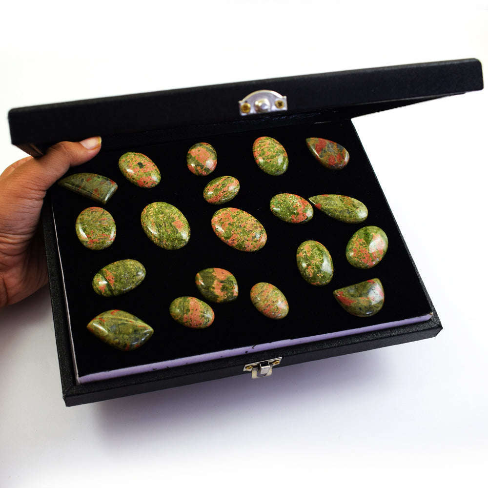 gemsmore:Stunning Blood Green Unakite Untreated Gemstone Cabochon Lot gemsmore:Stunning Blood Green Unakite Untreated Gemstone Cabochon Lot