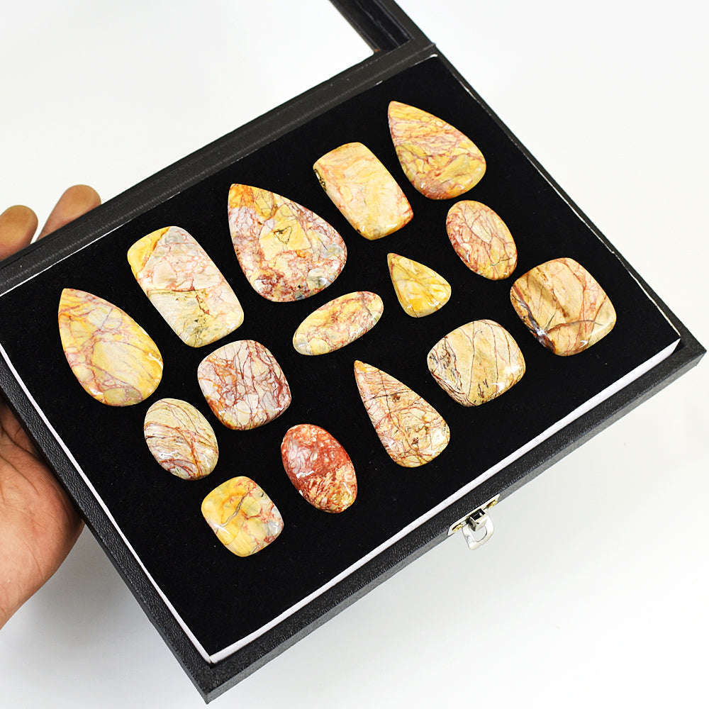 gemsmore:Stunning Canyon Jasper Untreated Gemstone Cabochon Lot gemsmore:Stunning Canyon Jasper Untreated Gemstone Cabochon Lot