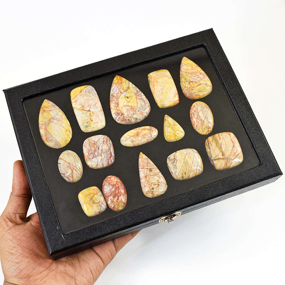 gemsmore:Stunning Canyon Jasper Untreated Gemstone Cabochon Lot gemsmore:Stunning Canyon Jasper Untreated Gemstone Cabochon Lot