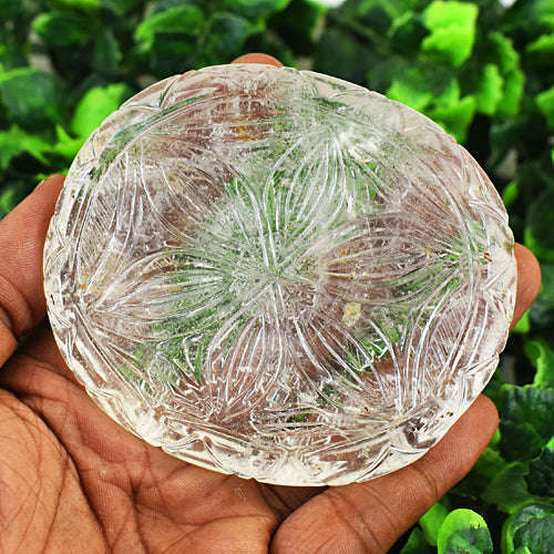 gemsmore:Stunning White Quartz Hand Carved Genuine Crystal Gemstone Carving Mughal Carved Gem gemsmore:Stunning White Quartz Hand Carved Genuine Crystal Gemstone Carving Mughal Carved Gem
