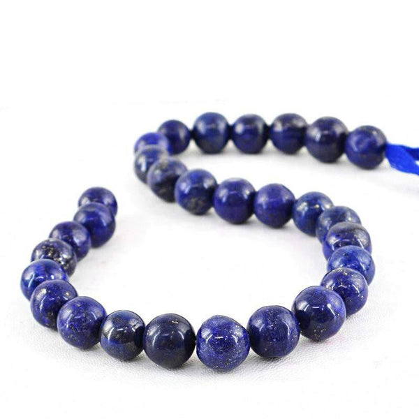 gemsmore:Untreated Blue Lapis Lazuli Strand Natural Round Shape Beads