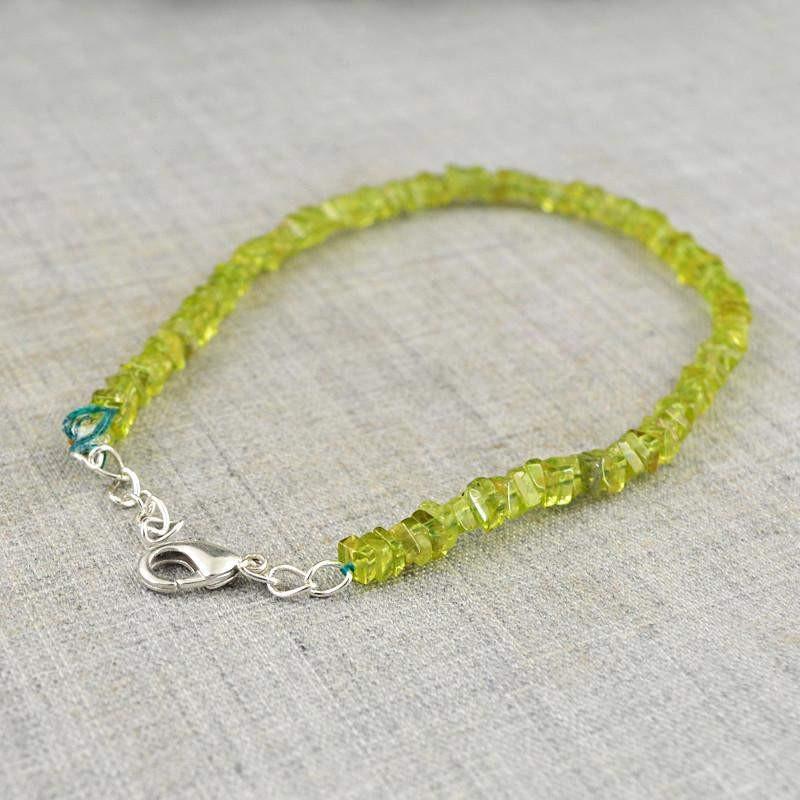 gemsmore:Untreated Green Peridot Bracelet Natural Genuine Beads gemsmore:Untreated Green Peridot Bracelet Natural Genuine Beads