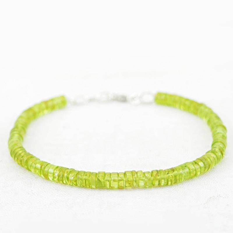 gemsmore:Untreated Green Peridot Bracelet Natural Round Shape Beads gemsmore:Untreated Green Peridot Bracelet Natural Round Shape Beads