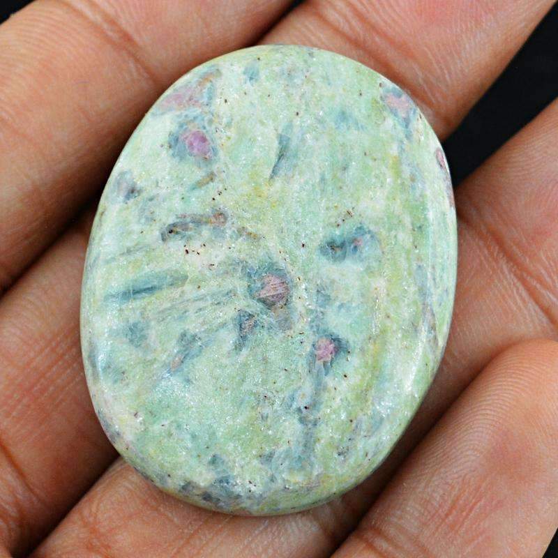 gemsmore:Untreated Ruby Ziosite Gemstone - Natural Oval Shape gemsmore:Untreated Ruby Ziosite Gemstone - Natural Oval Shape