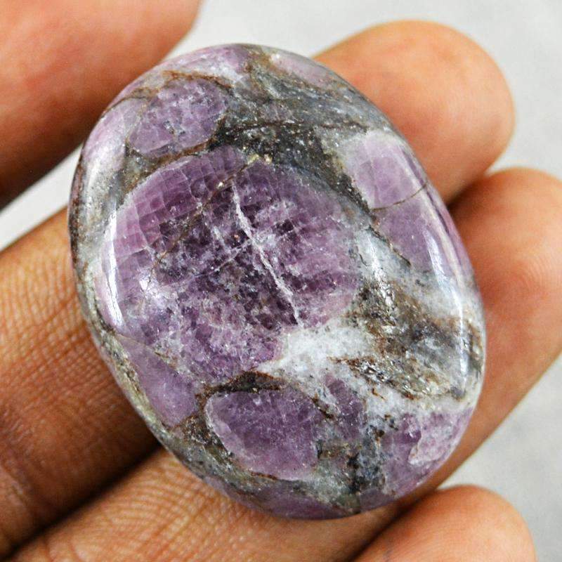 gemsmore:Untreated Ruby Ziosite Gemstone Natural Oval Shape gemsmore:Untreated Ruby Ziosite Gemstone Natural Oval Shape