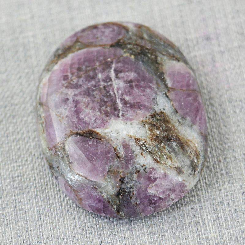 gemsmore:Untreated Ruby Ziosite Gemstone Natural Oval Shape gemsmore:Untreated Ruby Ziosite Gemstone Natural Oval Shape