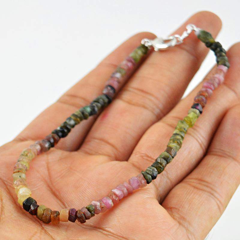 gemsmore:Watermelon Tourmaline Bracelet Natural Round Faceted Beads gemsmore:Watermelon Tourmaline Bracelet Natural Round Faceted Beads