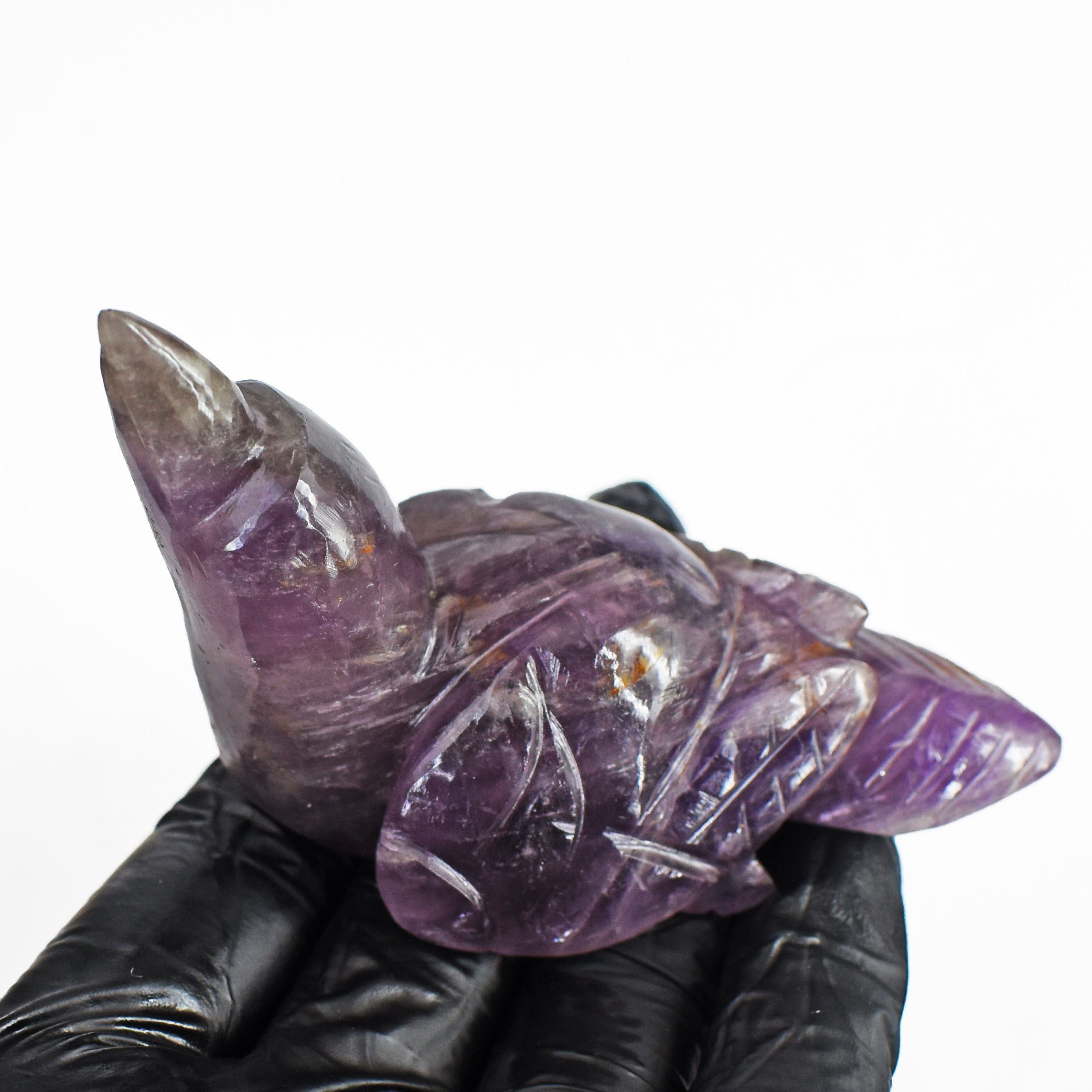 Amazing 389.00 Carats Genuine Amethyst Crystal Gemstone Hand Carved Bird 2026  Collection