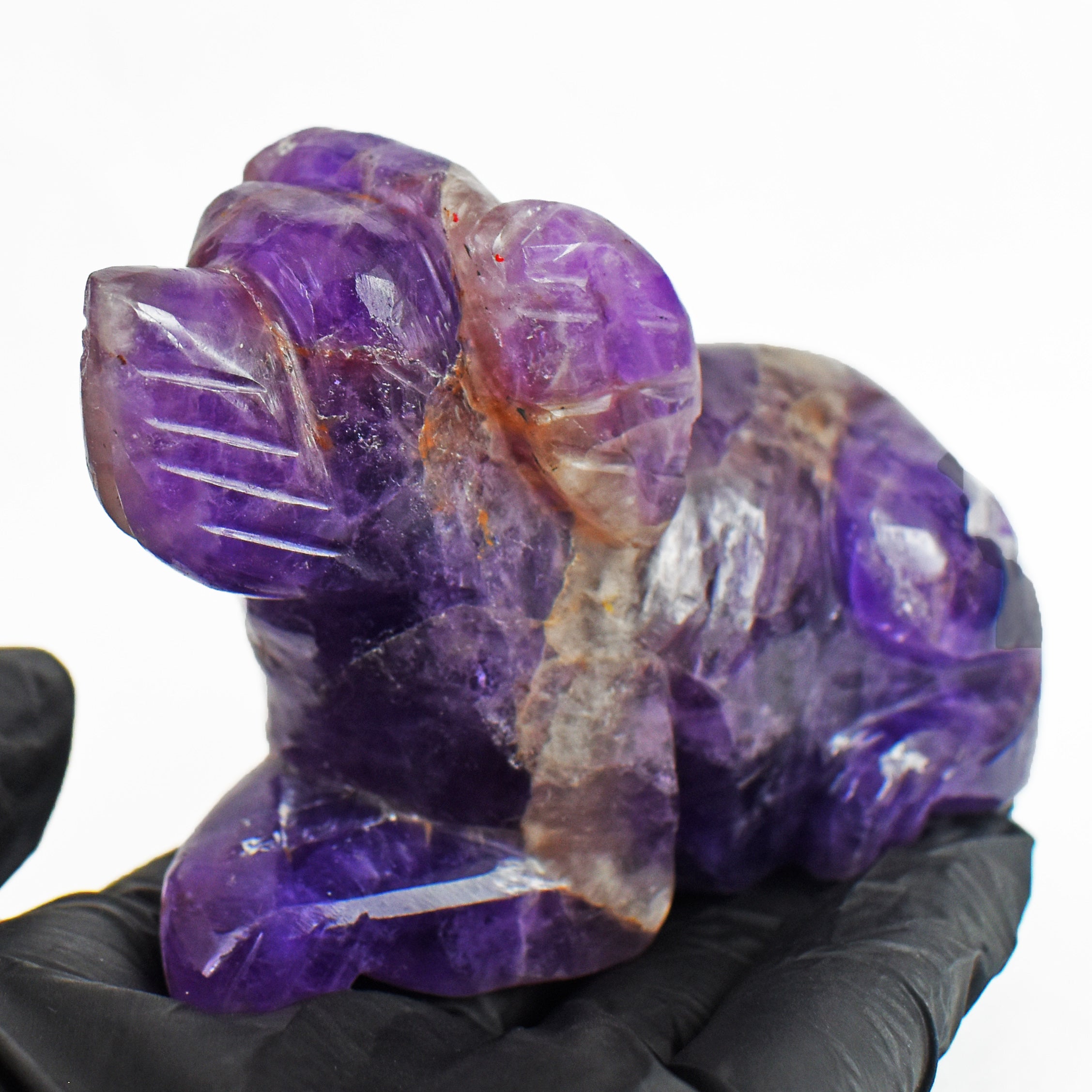 Genuine 1255.00 Carats Exclusive Amethyst Hand Carved Crystal Gemstone Dog Carving 2026  Collection