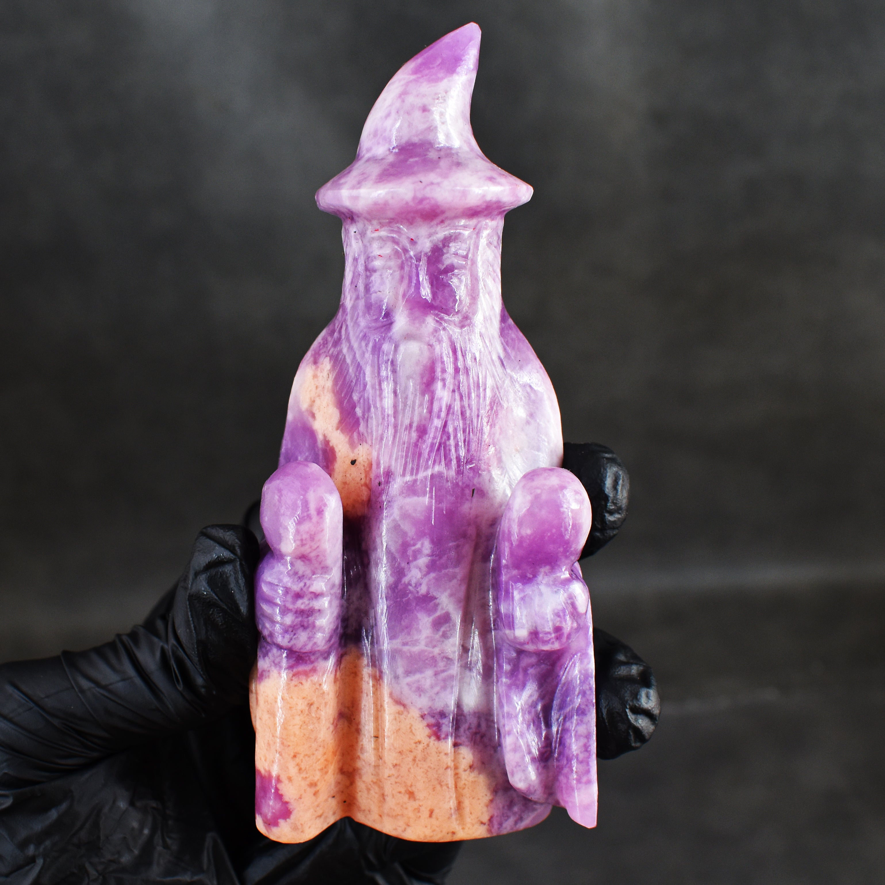 Beautiful 1128.00 Carats Genuine Amethyst Hand Carved Crystal Gemstone Wizard Carving