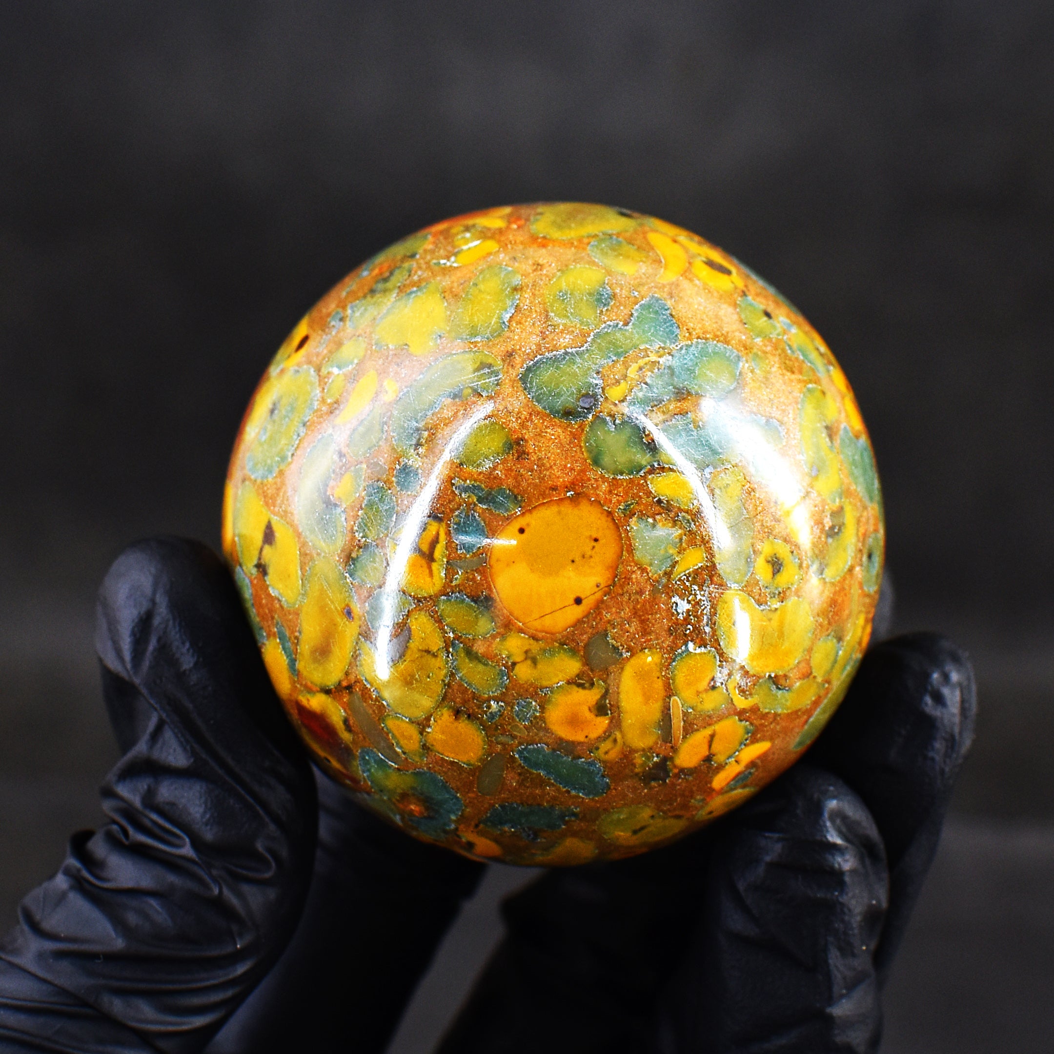 Amusing 929.00 Cts Genuine Fruit Jasper Hand Carved Crystal Healing Gemstone Sphere