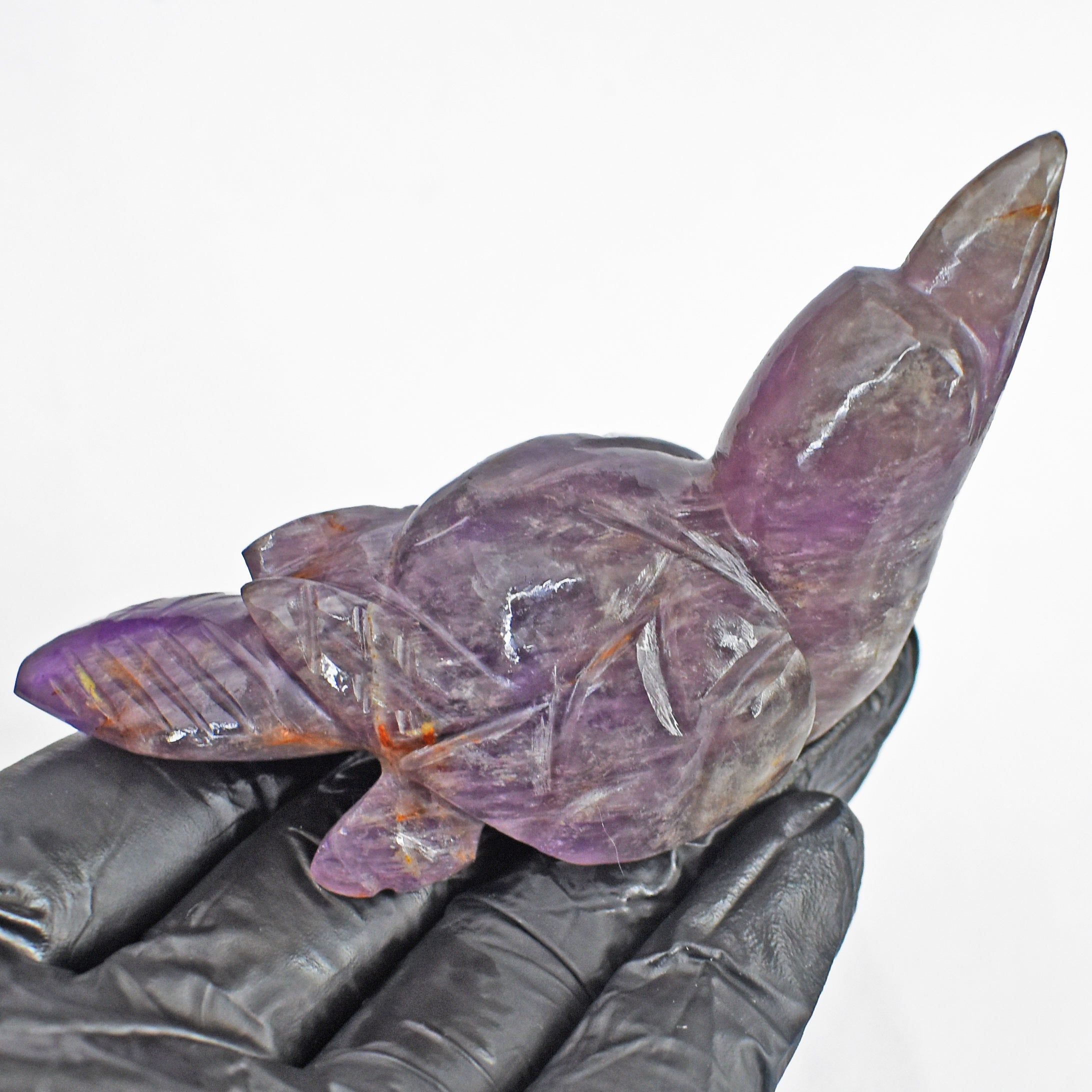 Amazing 389.00 Carats Genuine Amethyst Crystal Gemstone Hand Carved Bird 2026  Collection