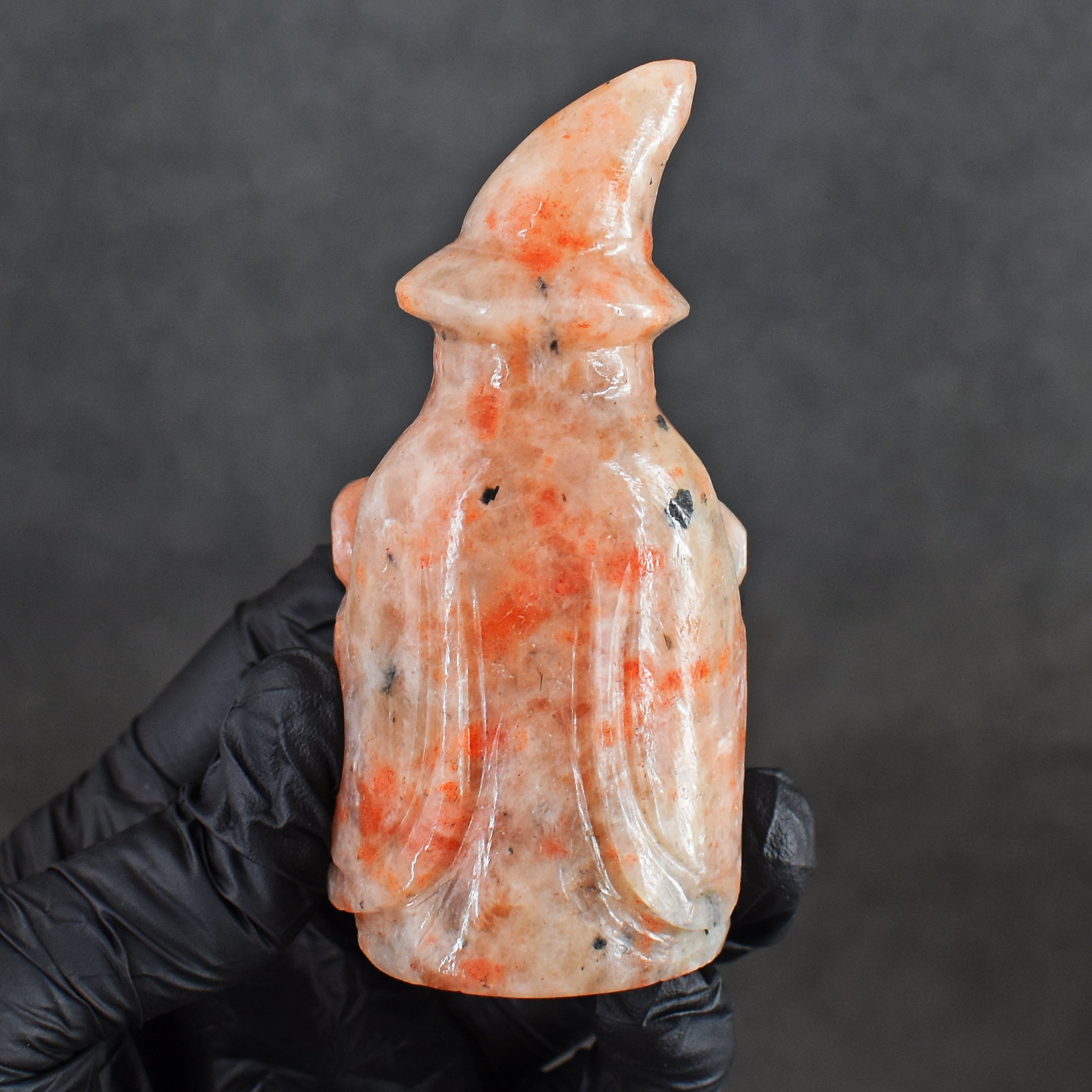 Genuine 607.00 Cts Amazing Sunstone Hand Carved Gemstone Premium Wizard Carving