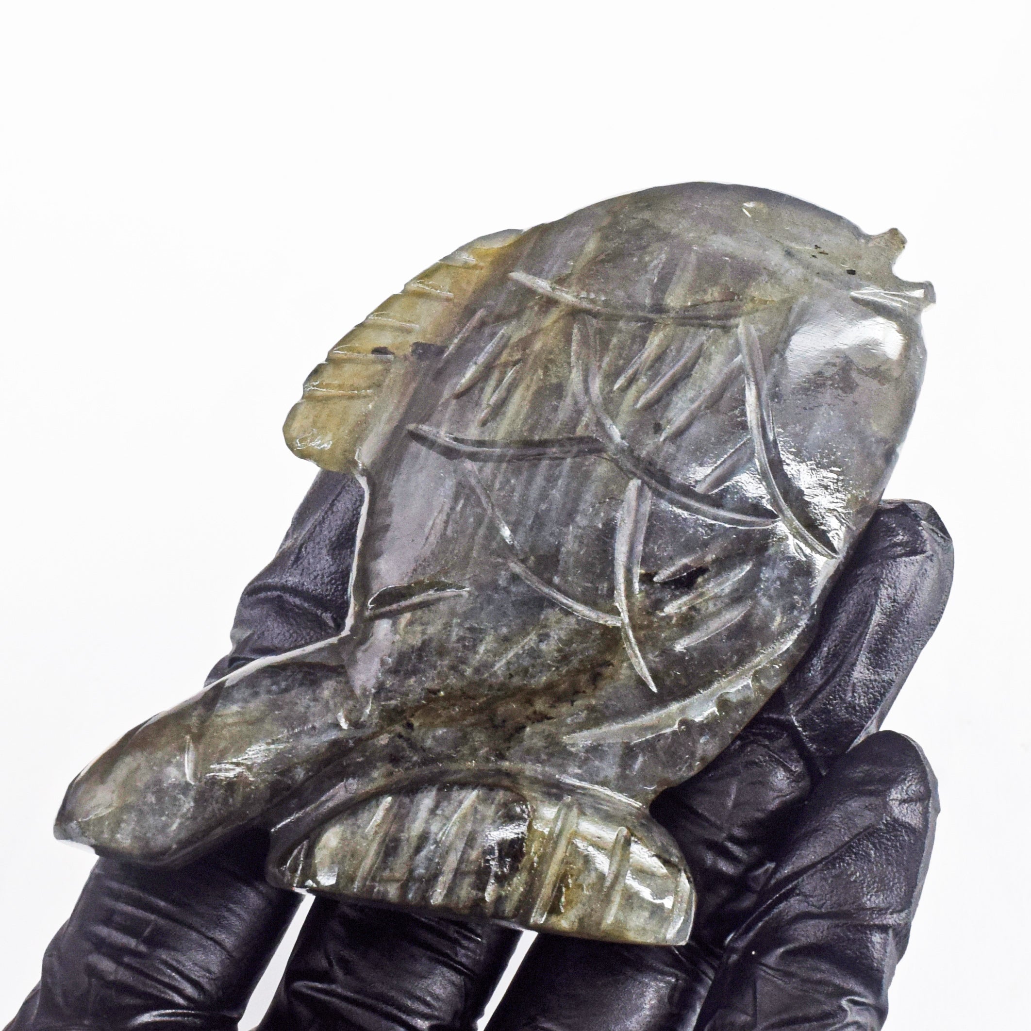 Fabulous 511.00 Carats Genuine Amazing Flash Labradorite Hand Carved Crystal Gemstone Carving Fish
