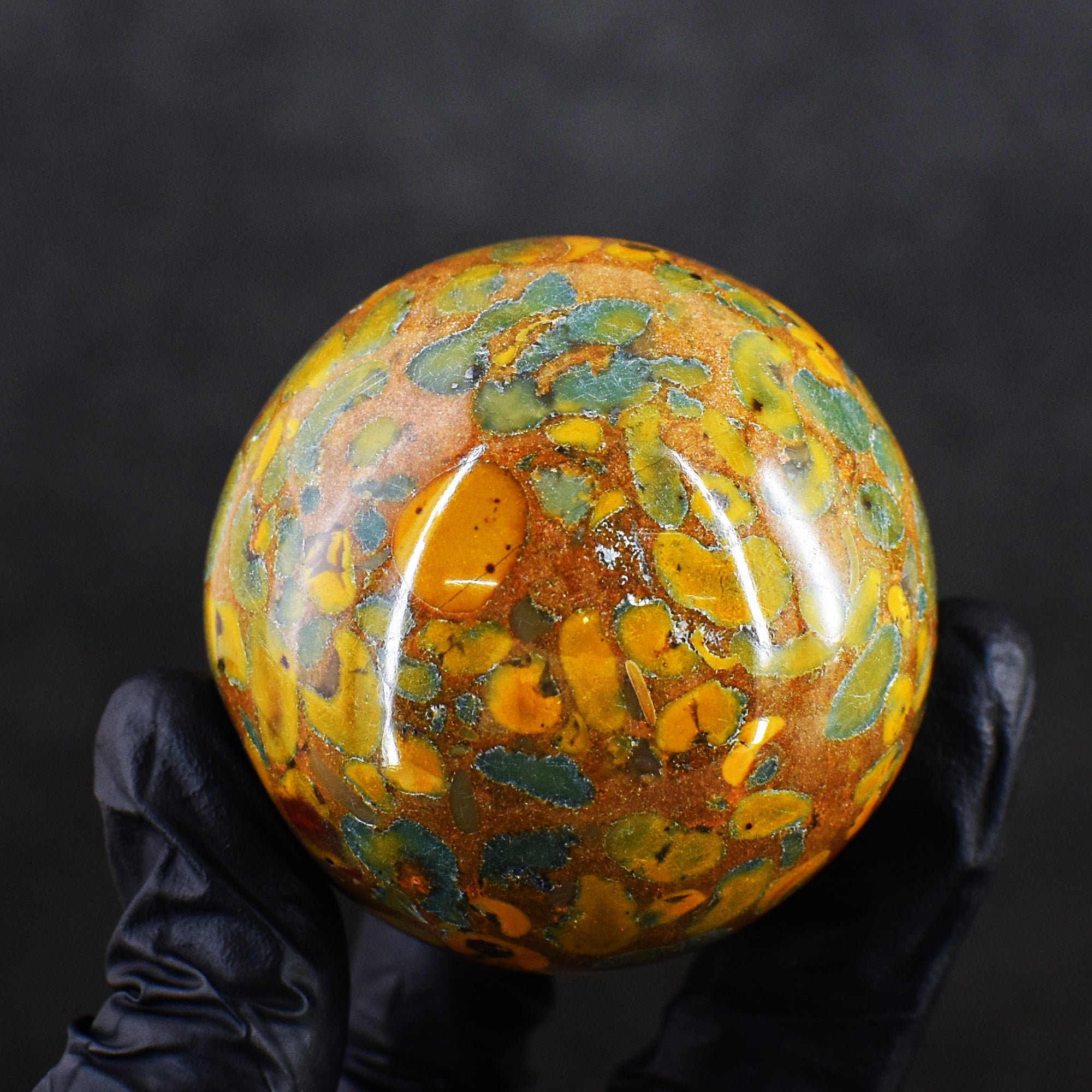 Amusing 929.00 Cts Genuine Fruit Jasper Hand Carved Crystal Healing Gemstone Sphere
