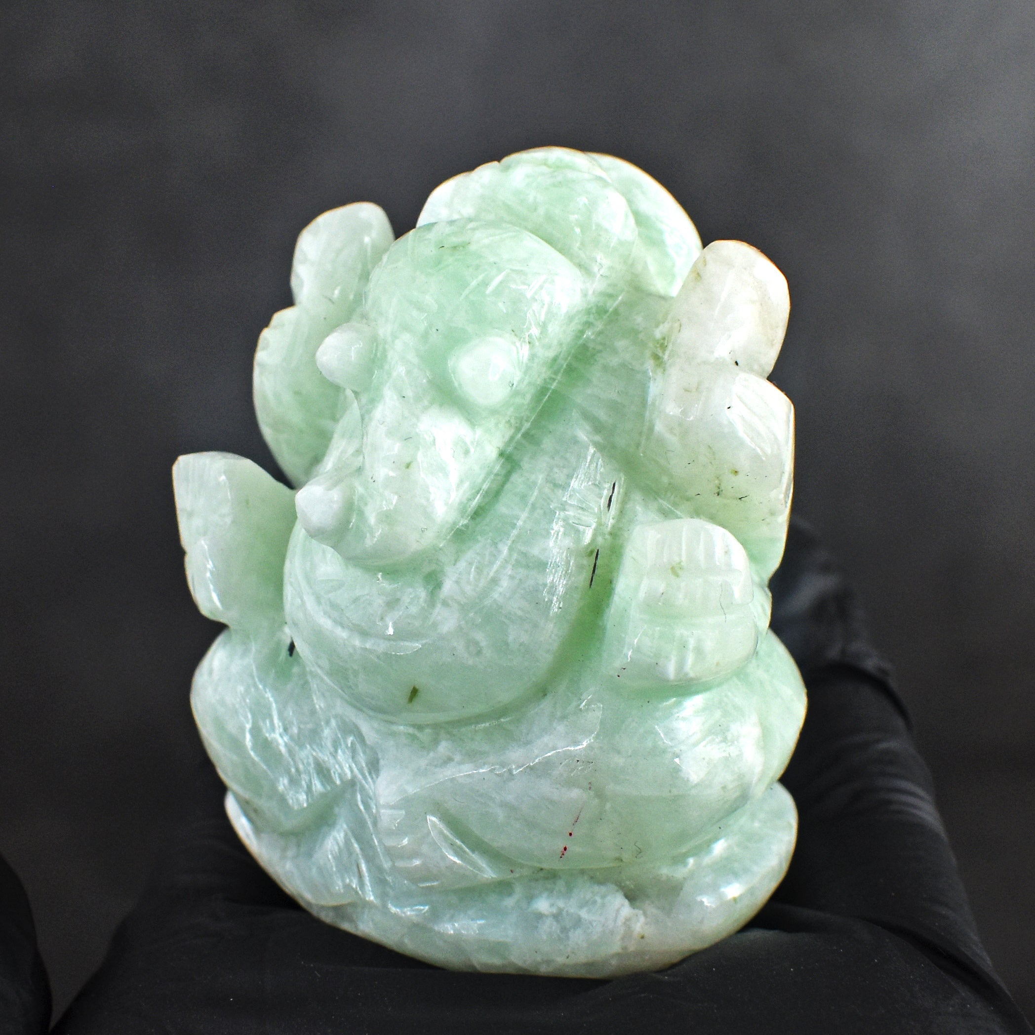 Amusing 566.00 Cts Genuine Amazonite Divine Hand Carved Lord Ganesha Gemstone Carving