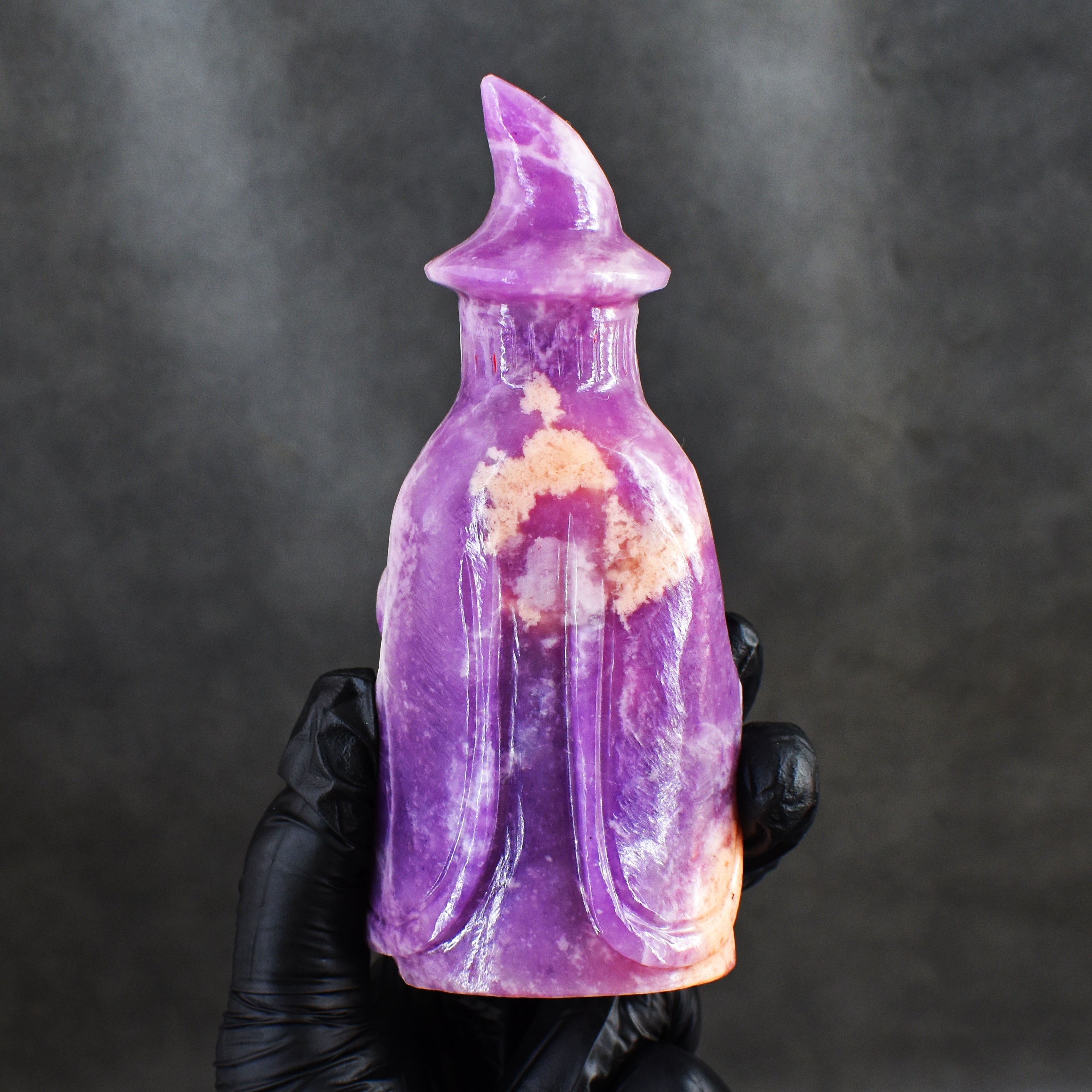 Beautiful 1128.00 Carats Genuine Amethyst Hand Carved Crystal Gemstone Wizard Carving