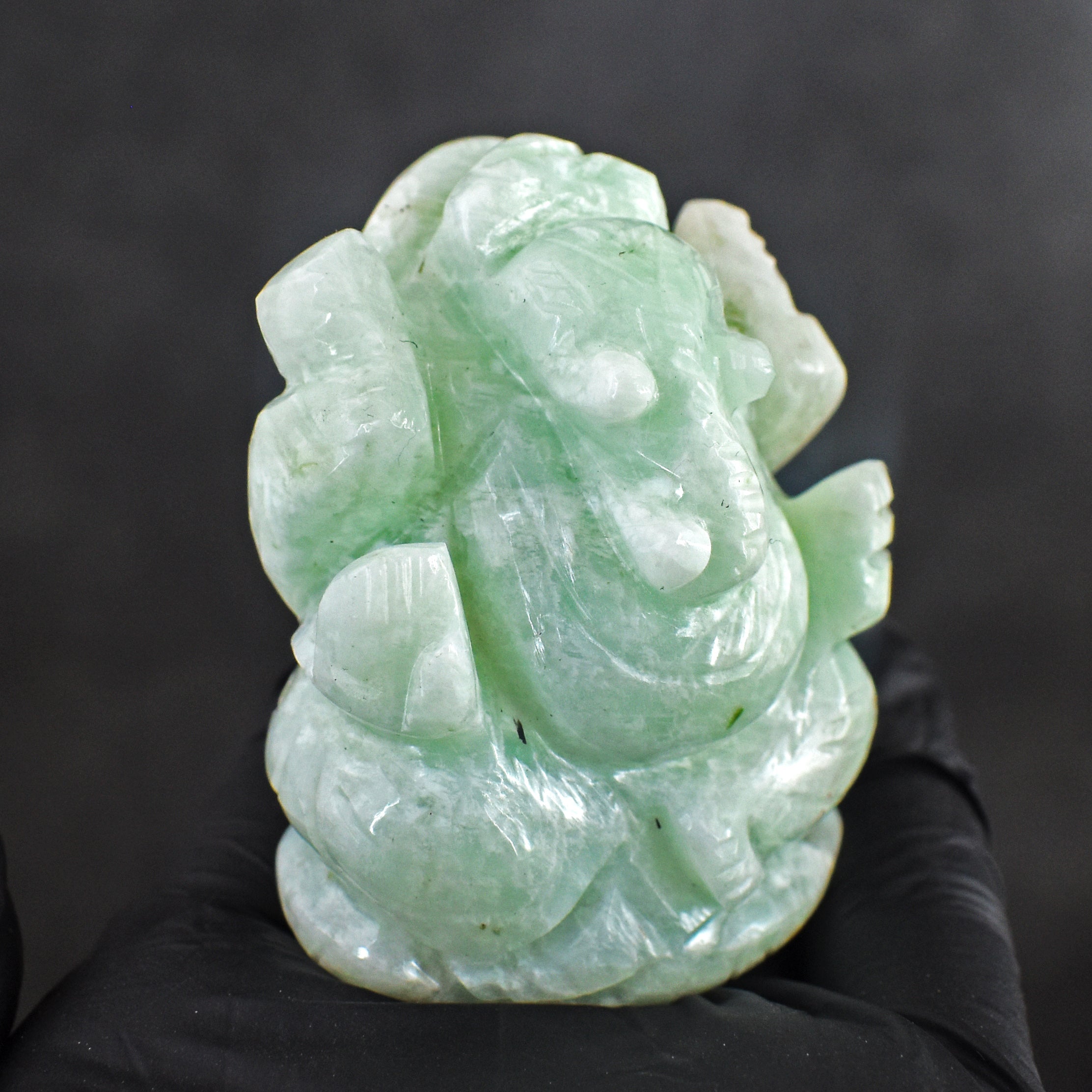 Amusing 566.00 Cts Genuine Amazonite Divine Hand Carved Lord Ganesha Gemstone Carving