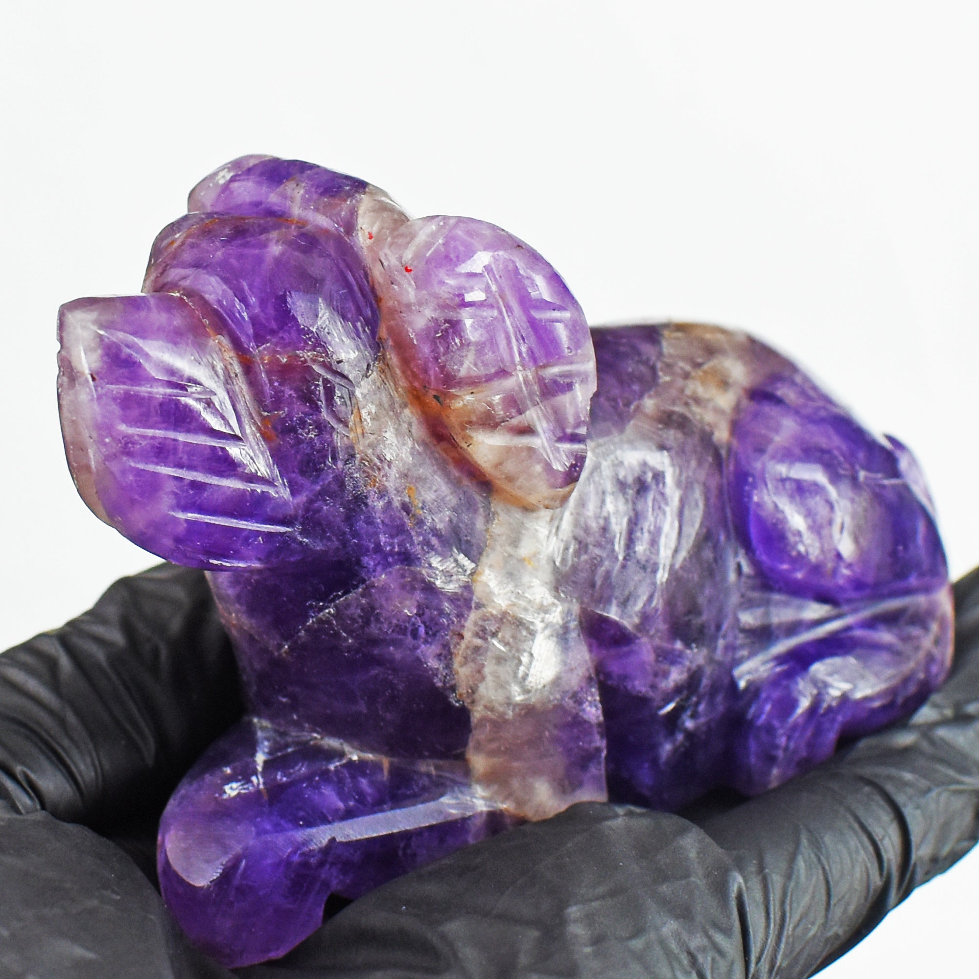 Genuine 1255.00 Carats Exclusive Amethyst Hand Carved Crystal Gemstone Dog Carving 2026  Collection