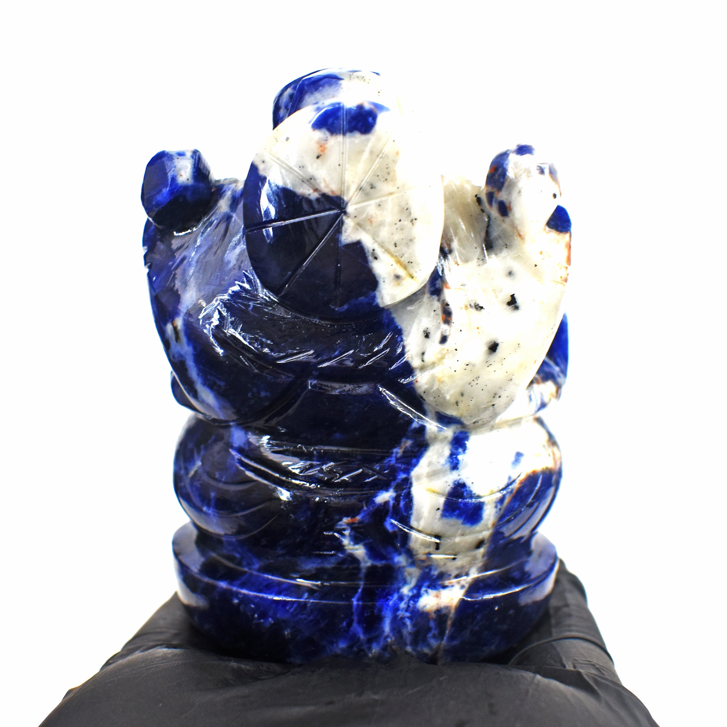 Exclusive 931.00 Cts Genuine Blue Sodalite Divine Hand Carved Crystal Lord Ganesha Carving Gemstone