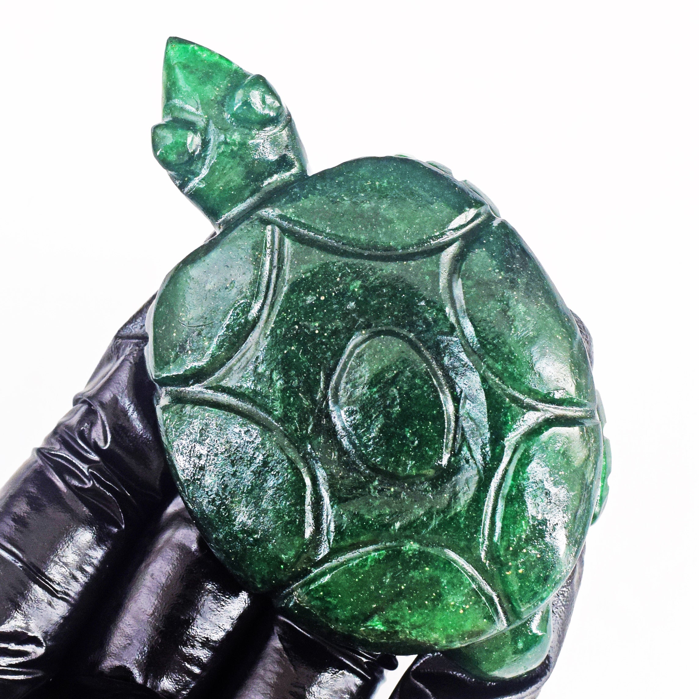 Stunning 360.00 Carats  Genuine  Green Jade Hand Carved  Crystal Gemstone Turtle Carving