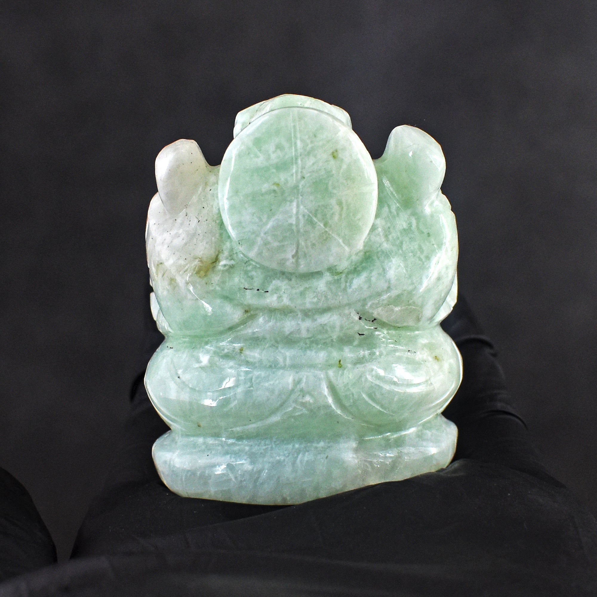Amusing 566.00 Cts Genuine Amazonite Divine Hand Carved Lord Ganesha Gemstone Carving