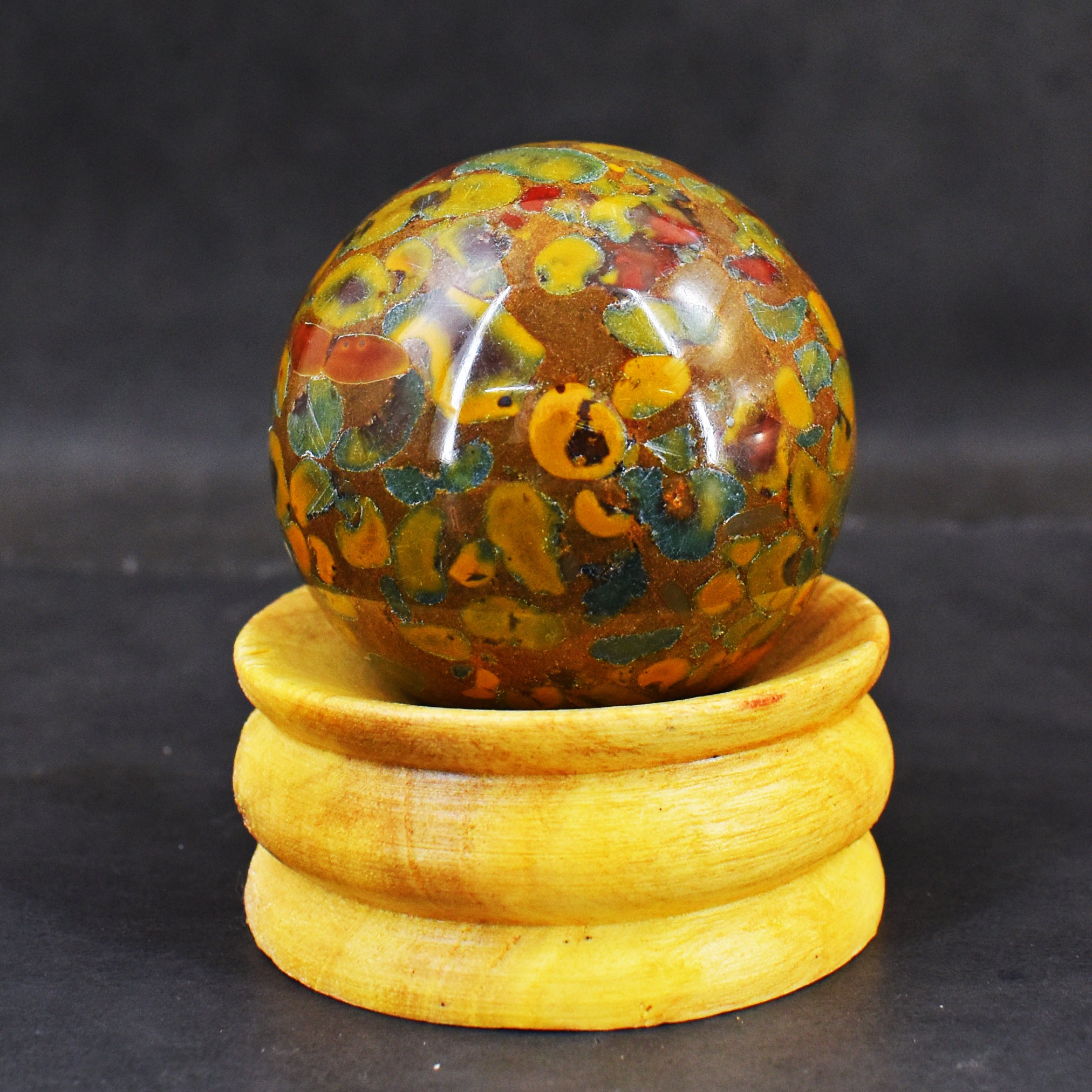 Amusing 929.00 Cts Genuine Fruit Jasper Hand Carved Crystal Healing Gemstone Sphere