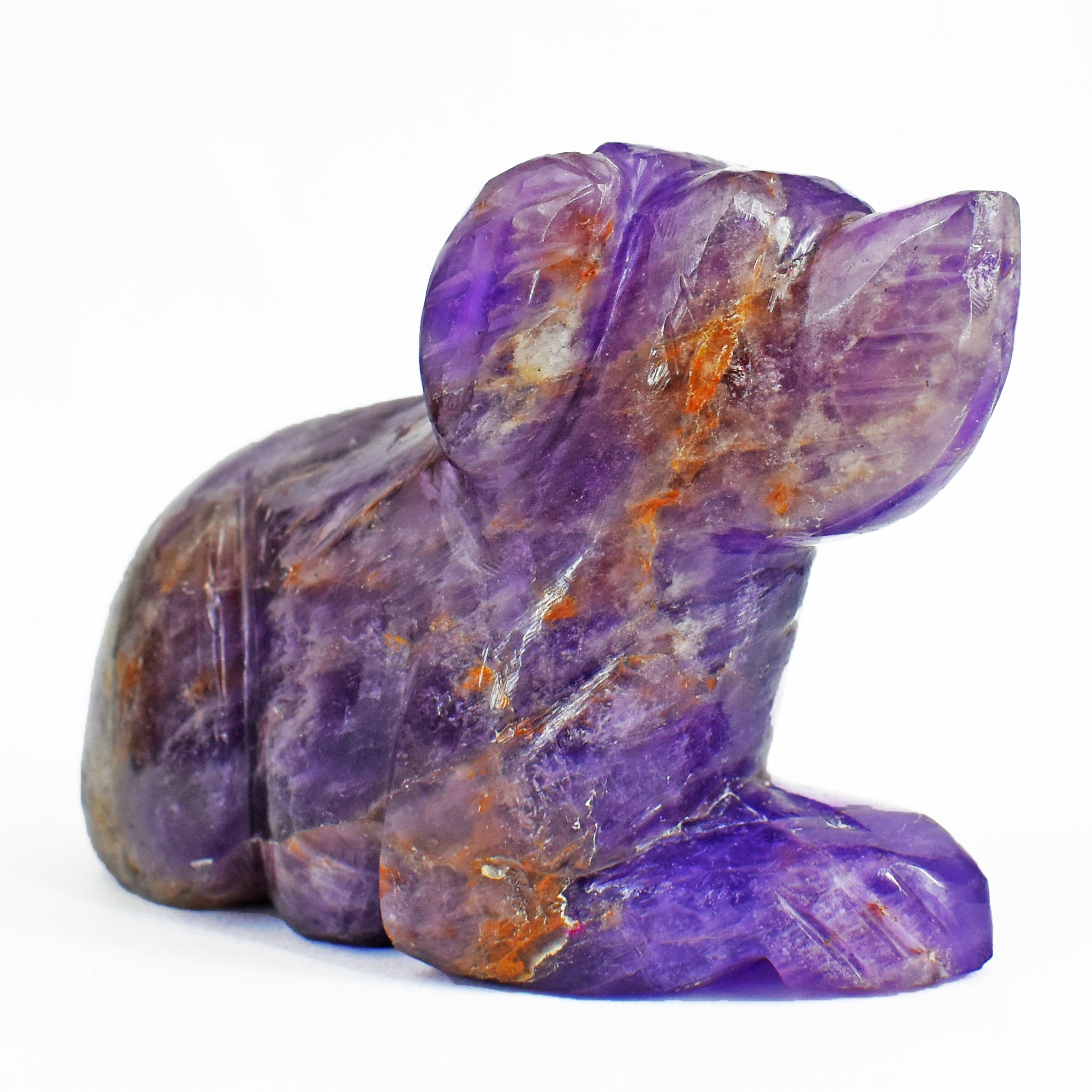 Genuine 1255.00 Carats Exclusive Amethyst Hand Carved Crystal Gemstone Dog Carving 2026  Collection